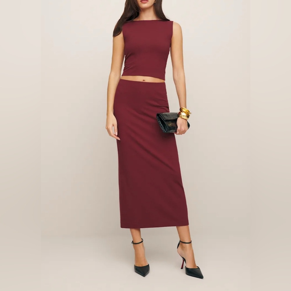 Reformation Elowen knit Two Piece Set Skirt and Tank Size M